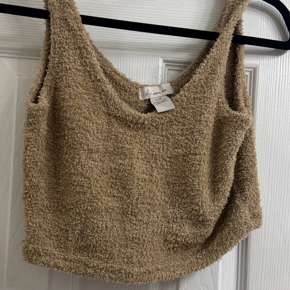 if it were me Tops - if it were me Fuzzy Tan Crop Top